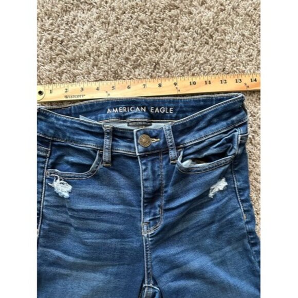 American Eagle Distressed High Rise Jeggings Women's Size 2 Next Level Stretch - Picture 4 of 15